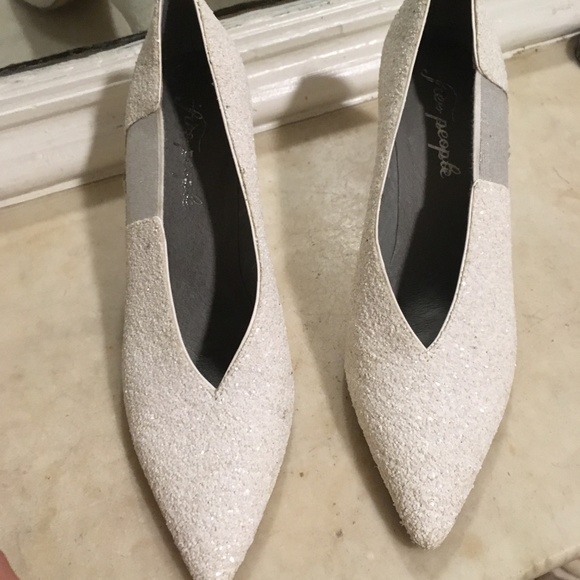 Free People White Glitter Heel 8.5 - Picture 2 of 5